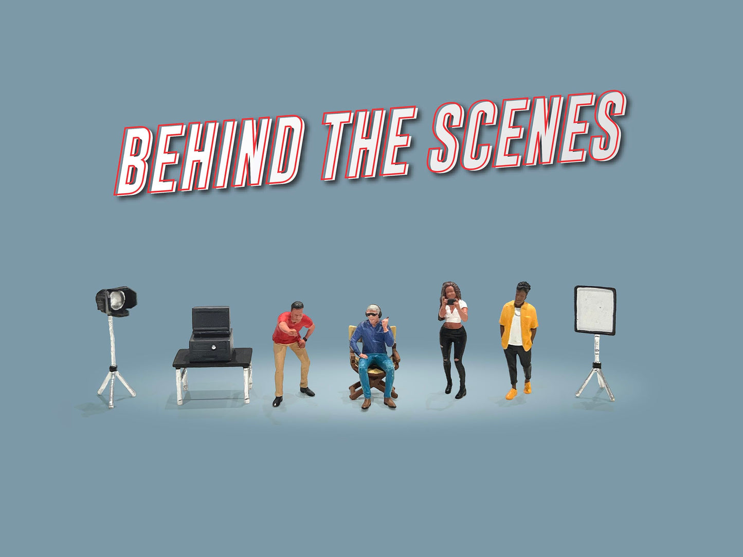 American Diorama 1:64 Metal Figure Set: Behind The Scenes - Set of 4 Figures + Accessories, AD-2426MJ