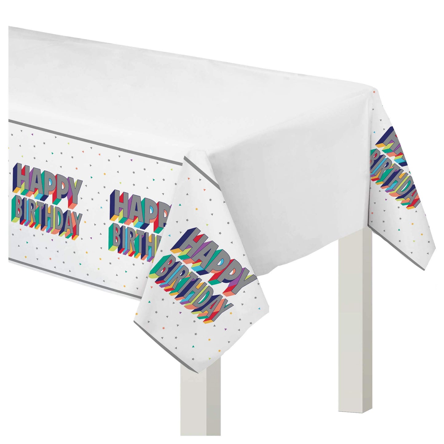 Here's To Your Birthday "Happy Birtday" Plastic Cover 54" x 102" (1 Piece) - Party Pack, Perfect for Centennial Celebrations & Milestone Birthdays