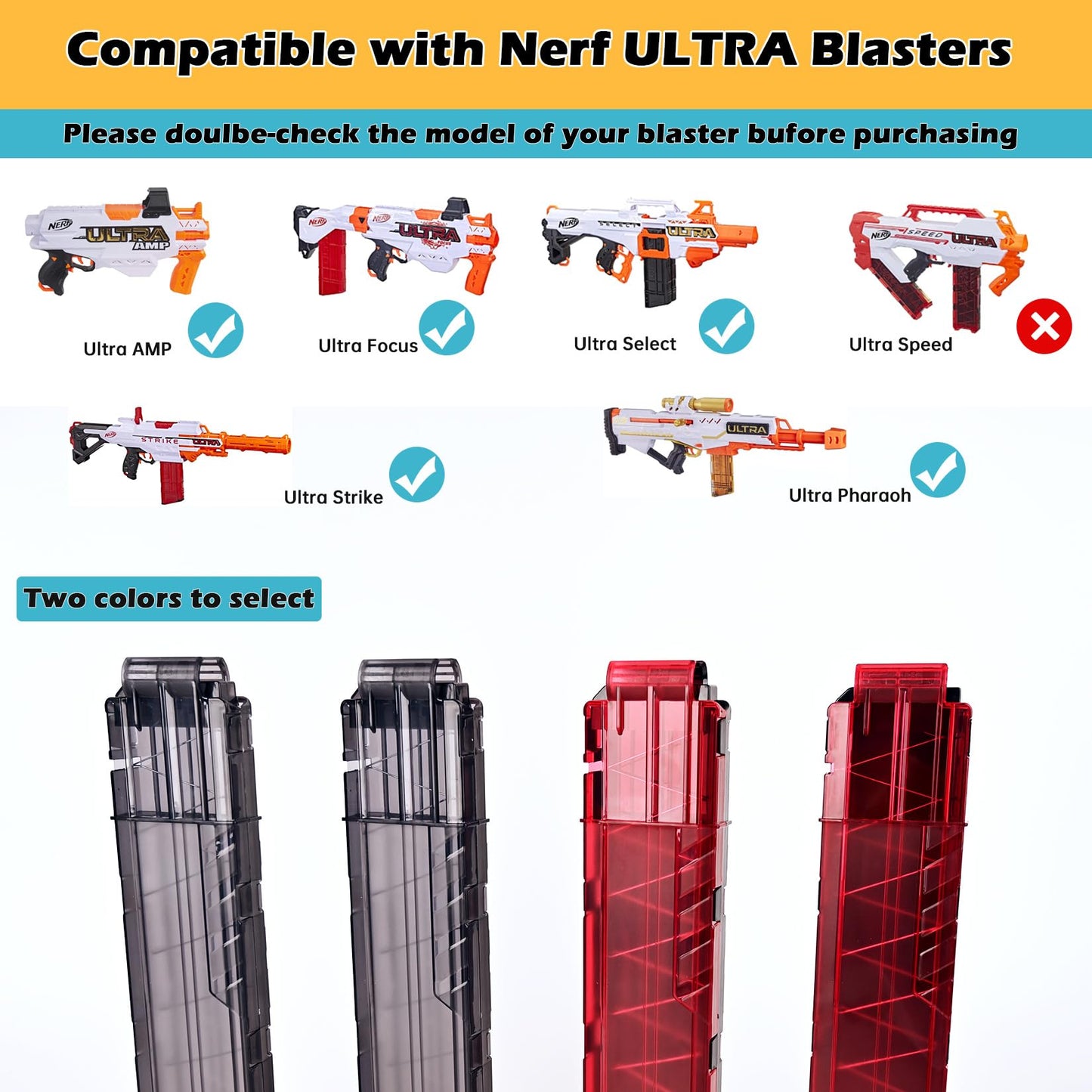 lififun Ultra Magazine, 18-Dart Magazine Dart Clips for Nerf Ultra 2 PCS Black