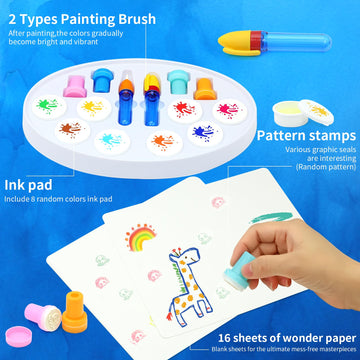 Snidov Magic Brush Drawing Mat for Kids, Mess-Free Painting & Coloring Set with Color-Changing Reveal, Creative Art Activity Toy Gift for Toddlers