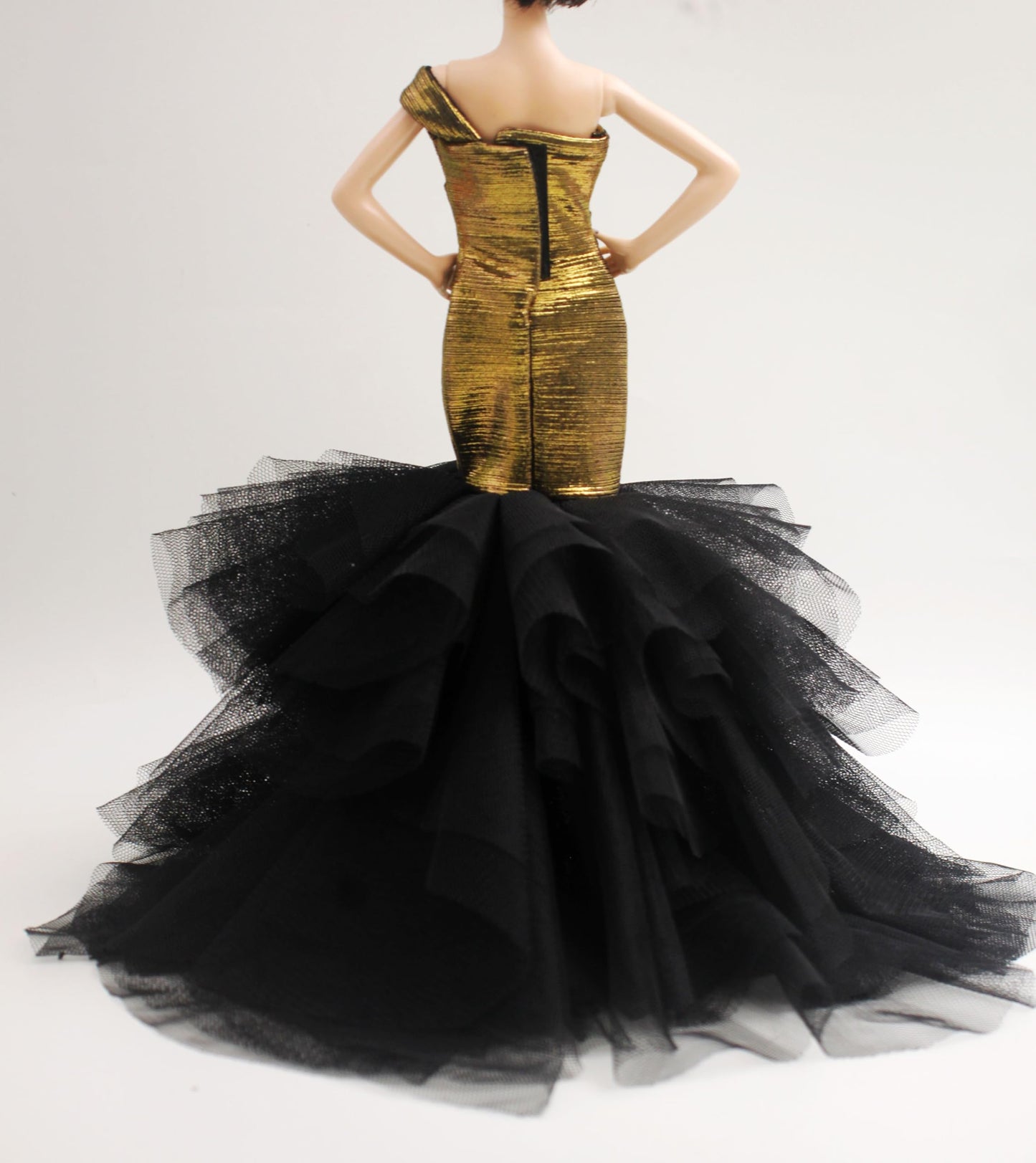 Cora Gu Handmade Golden Dress Fit for 12 inch Doll and Doll Not Included