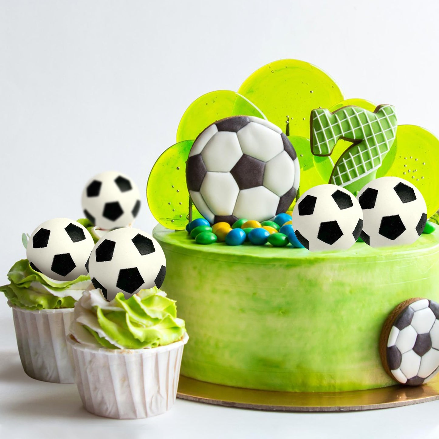DRWATE 28pcs Soccer Ball Cake Topper Decorations Mini Soccer Ball Cup Cake Decorations For Soccer Party Birthday Party Football Sport Party Supplies