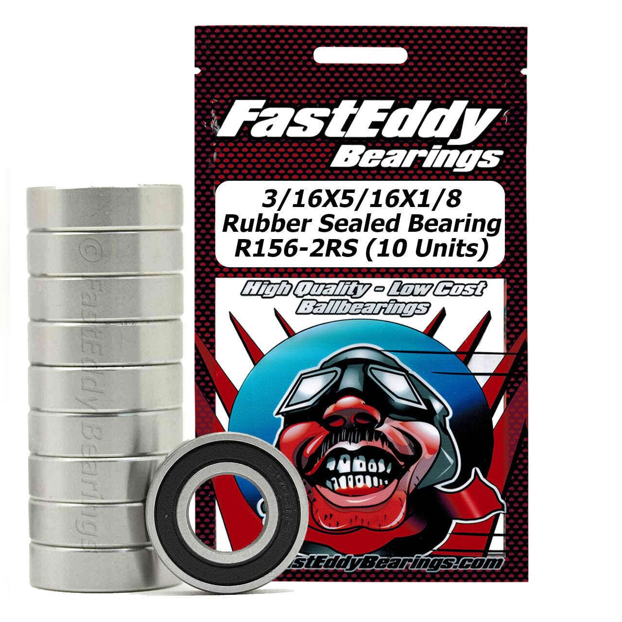 FastEddy Bearings 3/16x5/16x1/8 Rubber Sealed Bearing R156-2RS (10 Units)