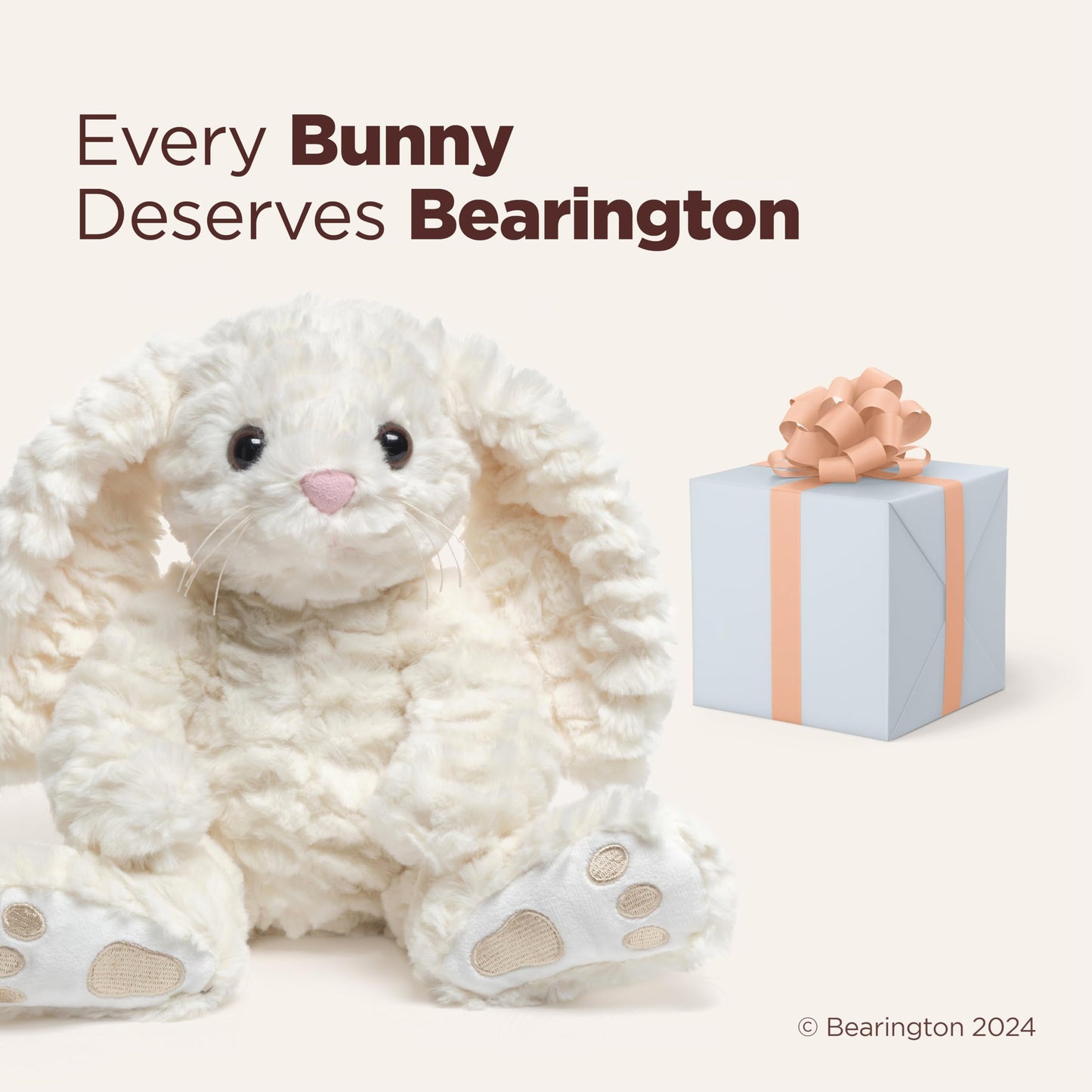 Bearington Creamy The Easter Bunny Stuffed Animal - 10" Soft Plush Rabbit Toy with Fluffy Fur - Adorable Toy Bunny with Cuddly Design - Cute Easter