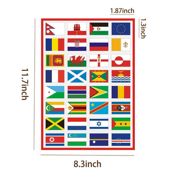 TamBee Countries Flags Stickers 224PCS Multi Territorial Maps Nations Patterns Face Sticker Travel Stickers Children's Room Decor Labels Football Team