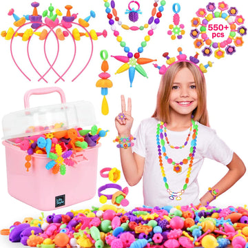 NIDOOT 550Pc+ Pop Beads Jewelry Making kit for Girls 4-6, Arts and Crafts for Kids Ages 4-8, Toys for 4 5 6 Years Old Girl Birthday Gifts Ideas