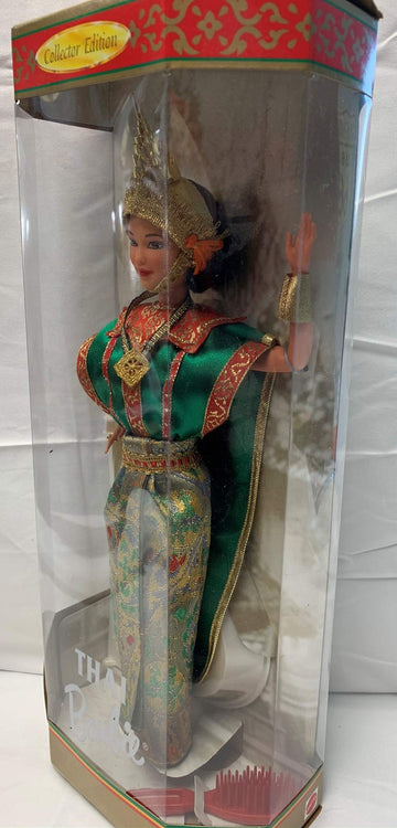 Barbie Year 1997 Collector Edition Dolls of The World 12 Inch Doll - Thai with Thailand Traditional Outfits, Cape, Jewelry, Headpiece, Hairbrush and