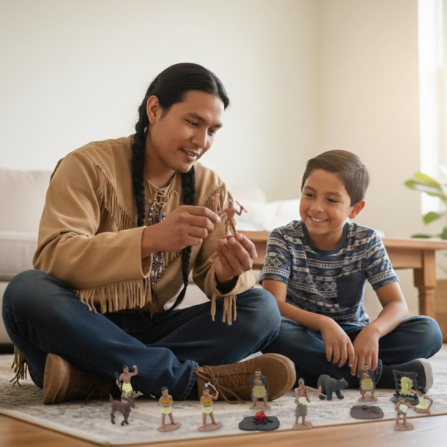 LuciPaw 28 PCS Native American Indians Figures Toys Set, Include Plastic Figurine Toys Trees Moss Sand Stones, Kids Historical Education School