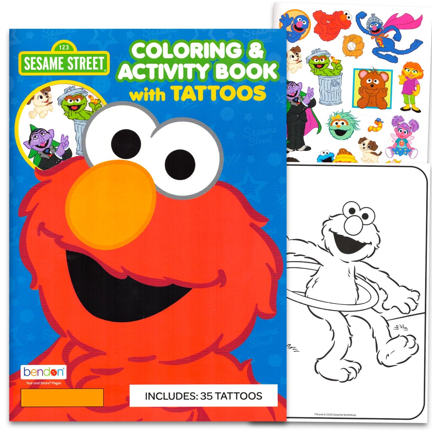 Sesame Street Coloring Book with Tattoos for Kids 3-5 4-8 - Coloring Pages, Activities,Temporary Tattoos with Elmo, Big Bird, Cookie Monster | Sesame
