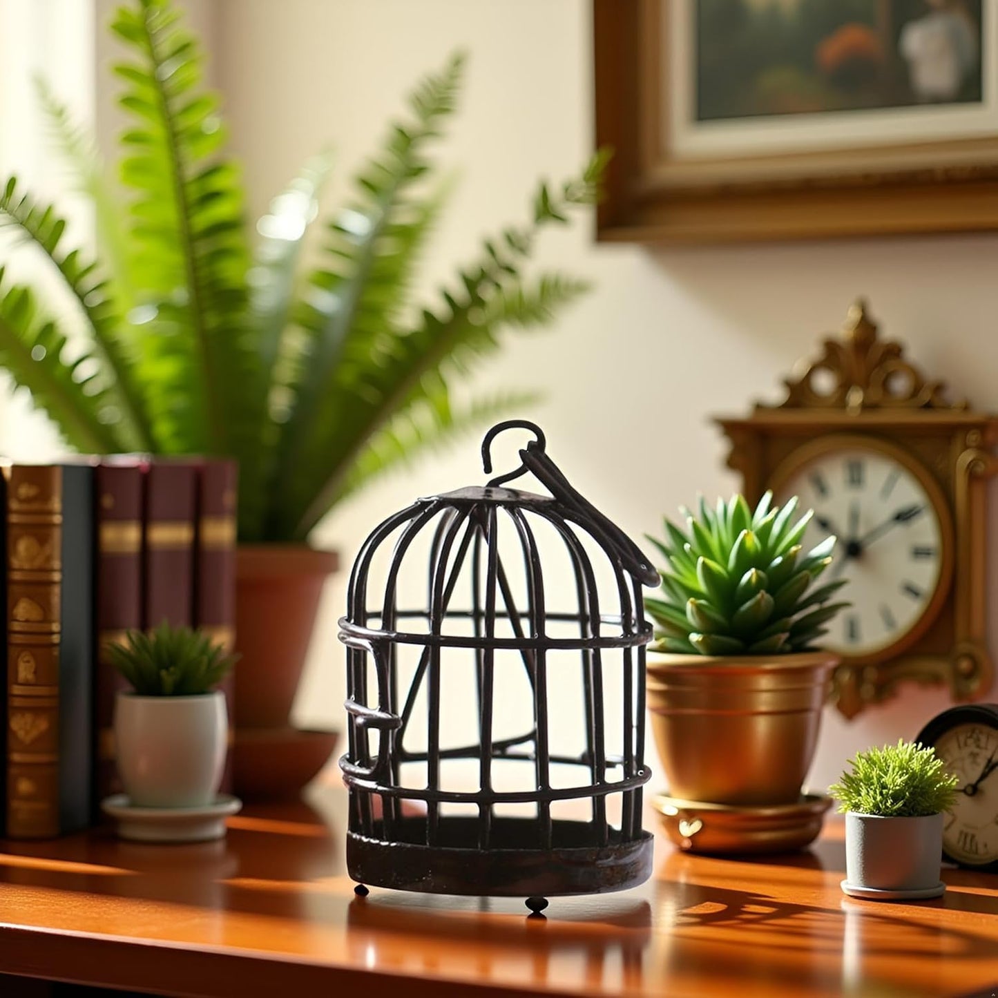 1PC Miniature Birdcage Ornament Model Home Desktop Decor, Miniature Furniture and Accessories