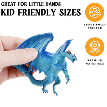 Liberty Imports 12 Pcs Dragon Toy Figures, 5" Large Realistic Hand Painted Mythical Figurines, Assorted Designs for Kids Party Favors & Cake Toppers