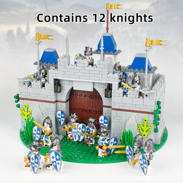 Usoway Medieval Knight Castle Building Blocks Set,Comes with 12 Knights Figures,Compatible with Lego Medieval Town Square Toys,for Adult and Children