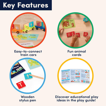 Battat Education - Wooden Alphabet Train Set ABC Letter Train Toy with 84 Pieces for Toddlers - Educational Color & Shape Recognition