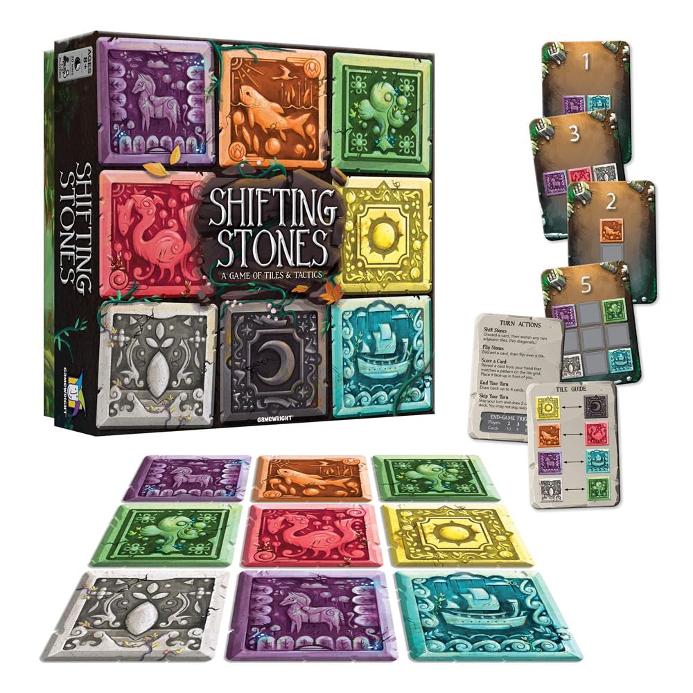 Gamewright - Shifting Stones - A Visual, Decision-Making Family Strategy Game of Tiles, Cards, and Tactics, 8 years +