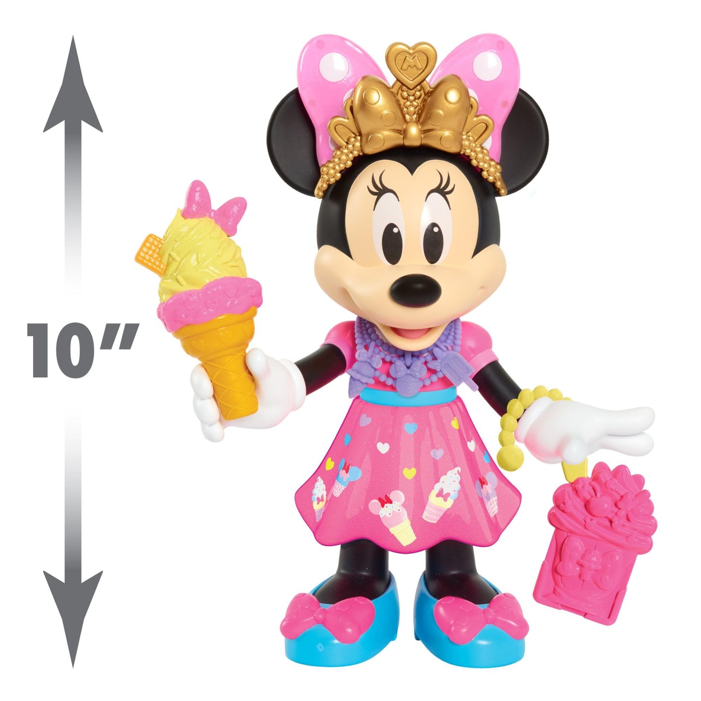Disney Junior Sweets & Treats Minnie Mouse, Interactive 10-Inch Doll with Lights, Sounds, and Accessories, Kids Toys for Ages 3 Up, Amazon Exclusive