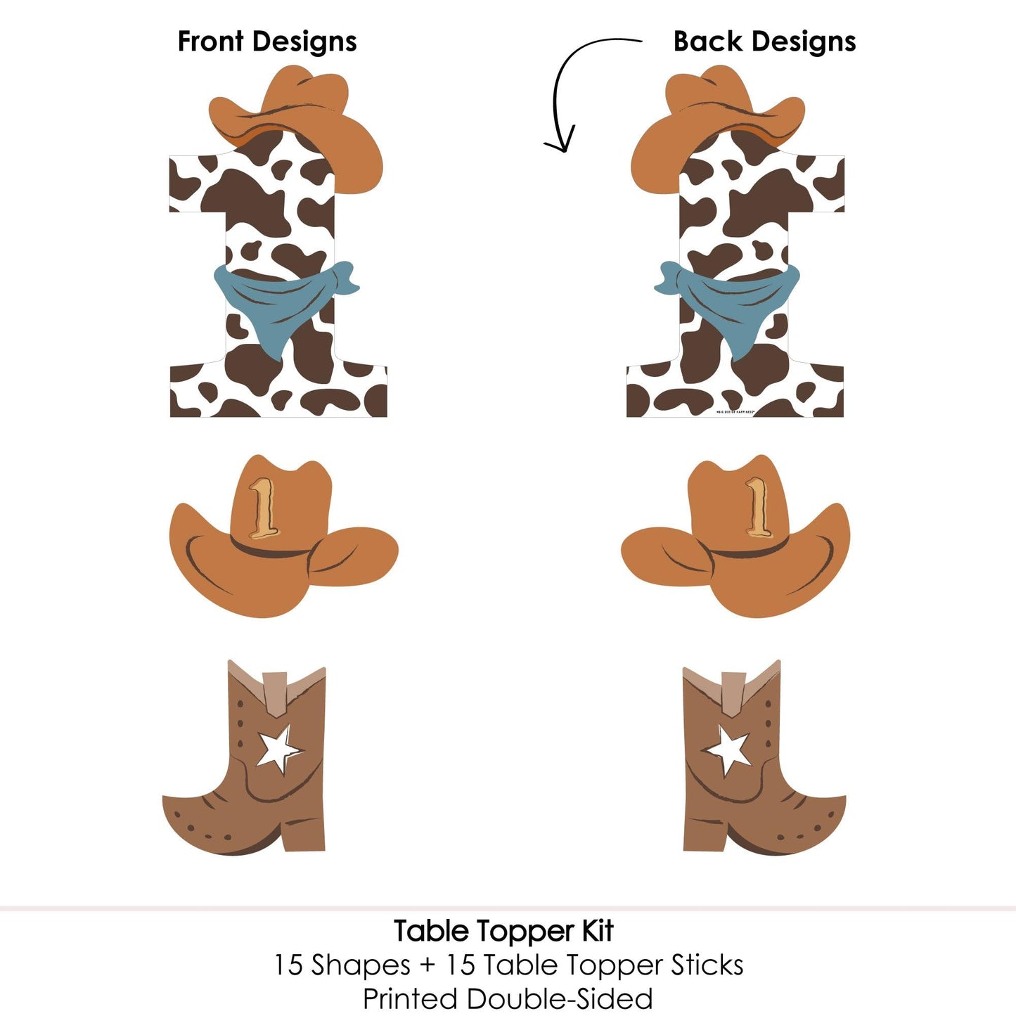 Big Dot of Happiness My First Rodeo - Little Cowboy 1st Birthday Party Centerpiece Sticks - Table Toppers - Set of 15