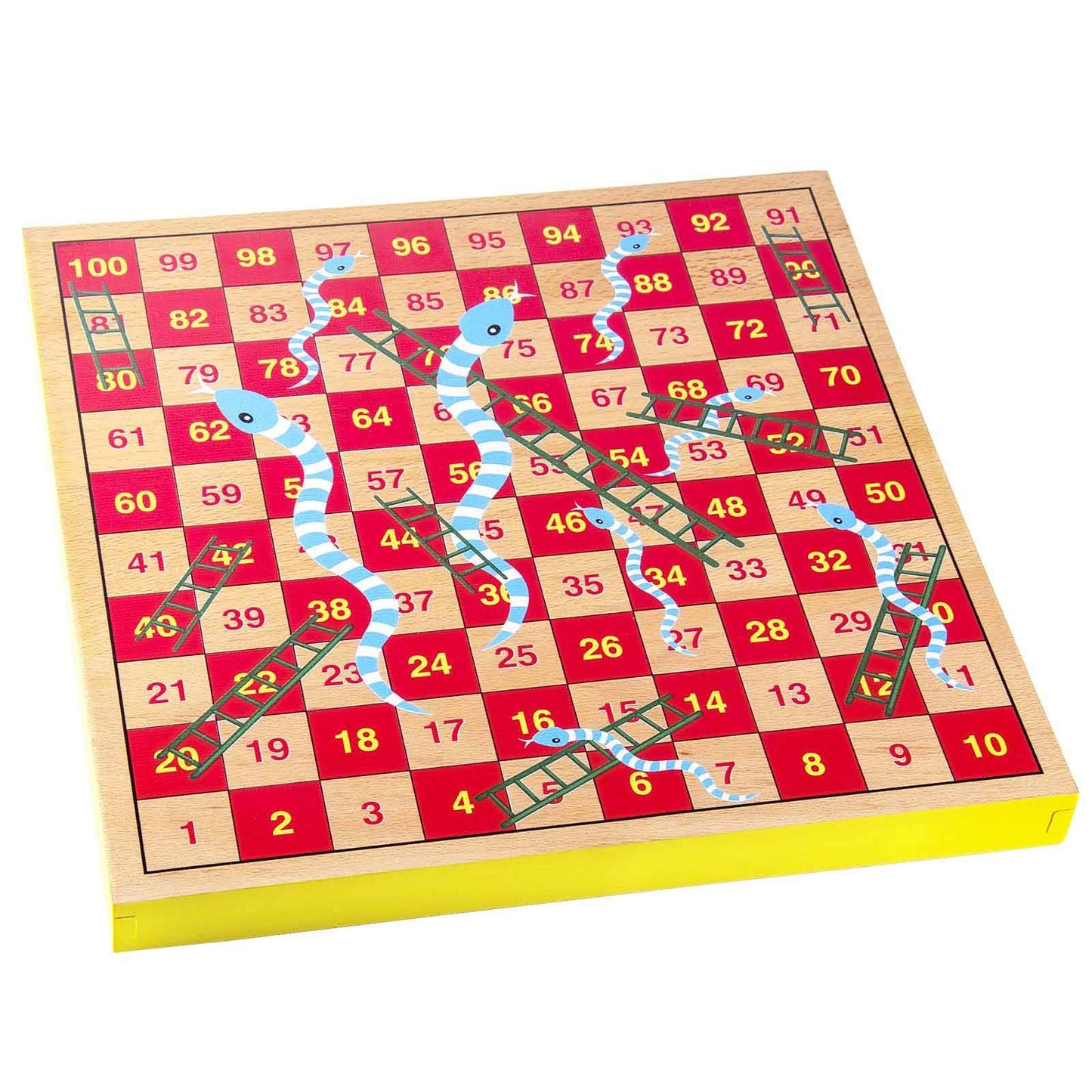 AMEROUS 12 inches Wooden Ludo Board Game - Snakes and Ladders, 2 in 1 Reversible, 1-4 Players Family Dice Games Set for Kids, Adults, Classics