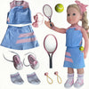 Wenzhuo 18inch Doll Clothes and accessories-18 Dolls Tennis Sports Outfits-Tops, Short Skirt, Headbands, Hair Band?Doll Socks, Dolls Shoes, Rackets
