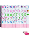 HYZYey Mahjong Tile Set American 160 Acrylic Engraved Mah Jongg Game Tiles with Bag 6 Dice Accessories Gifts for Majong Players Beginners (Pink