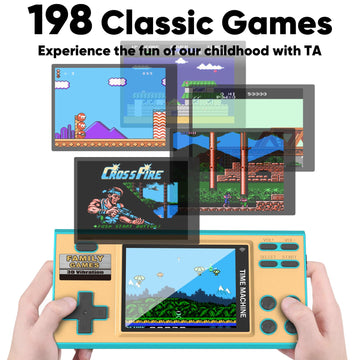 EASEGMER Handheld Games for Kids, Built-in 198 Classic Plug and Play Games, 3 Inch Portable Video Games Player Best Kids Electronic for Boys Ages 4-12