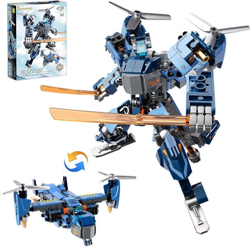 Tenhorses 2-in-1 Transformable Mech Building Set, Switch Between Warrior Robot and Fighter Jet Model Kits Without Disassembly, Ideal Christmas