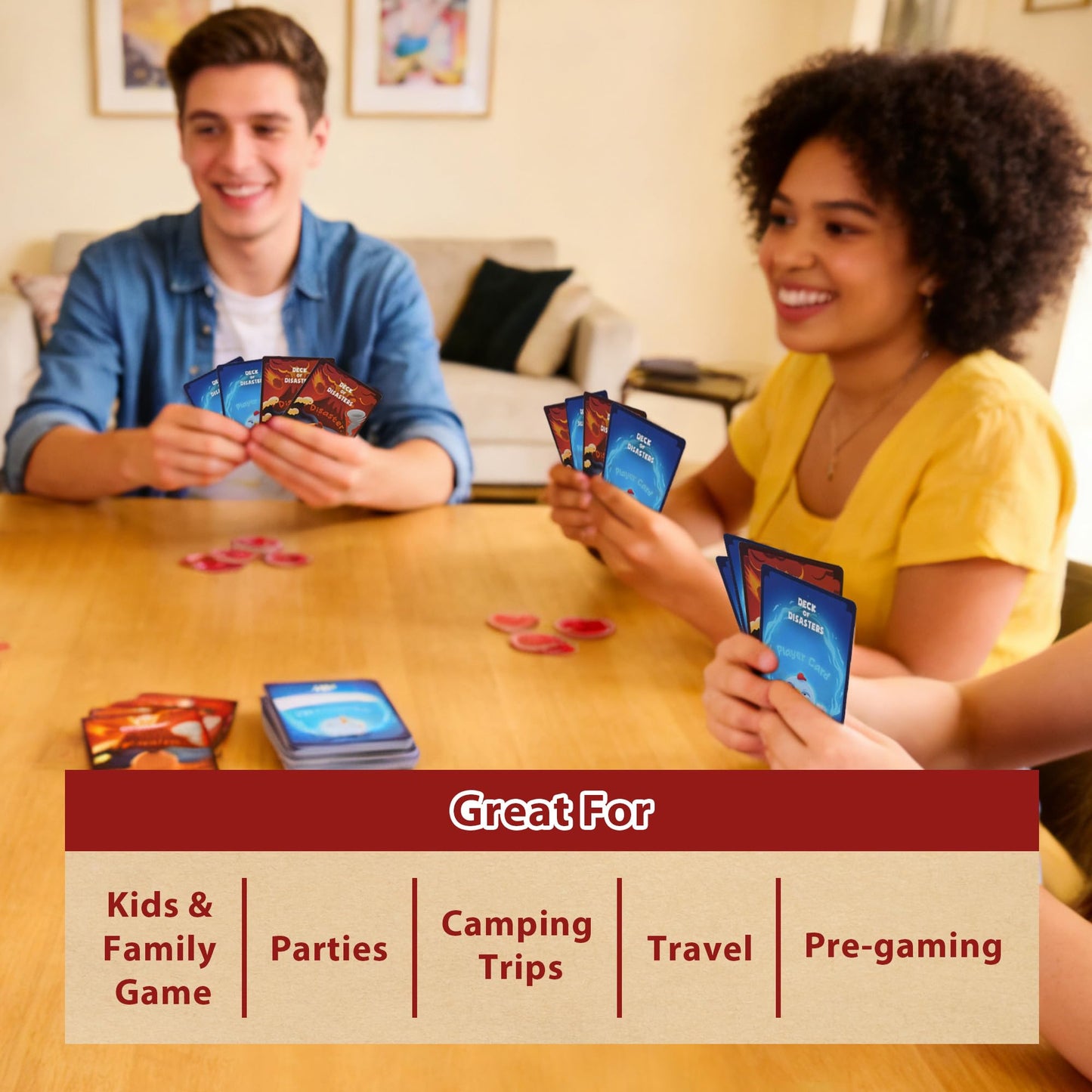 DECK OF DISASTERS Fun Party Card Games | Easy to Learn Family Board Game for Adults, Teens and Kids Ages 8+, 2-6 Players | Fast-Paced Elimination Game