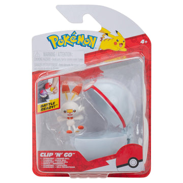 Pokémon Clip ‘N’ Go Scorbunny and Premier Ball - Includes 2-Inch Battle Figure and Premier Ball Accessory
