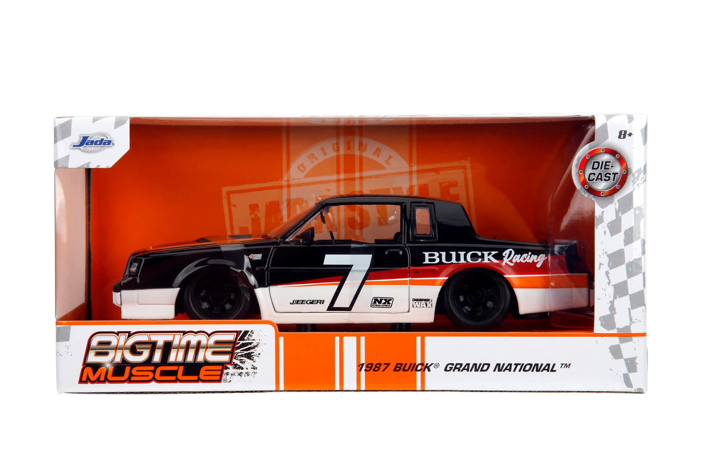 Jada Bigtime Muscle 1:24 1987 Buick Grand National Die-Cast Car, Toys for Kids and Adults(Black/White)