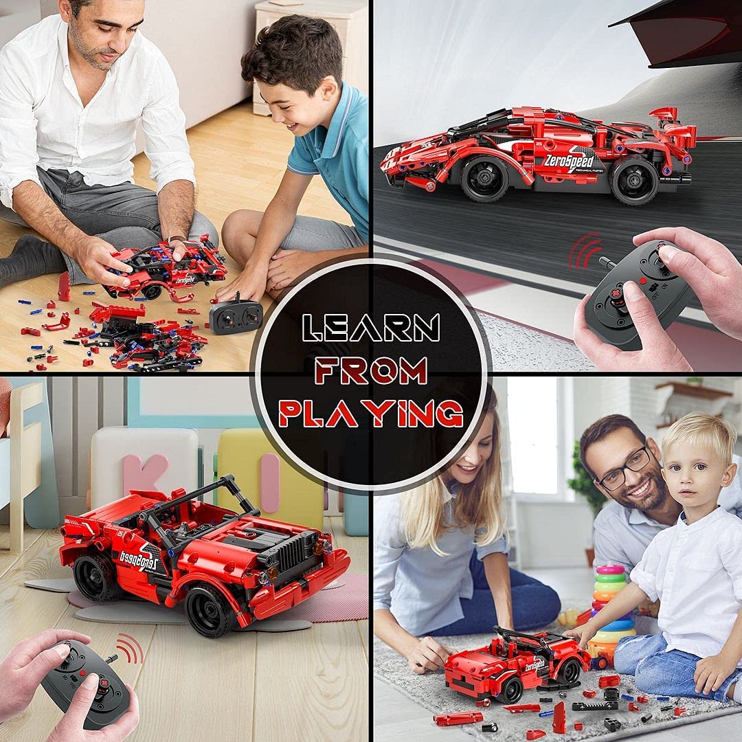 SpringFlower STEM Building Blocks Toys Gifts for Age 6, 7, 8, 9, 10, 11, 12 Boys and Girls, DIY Building Bricks, STEM Engineering Construction RC