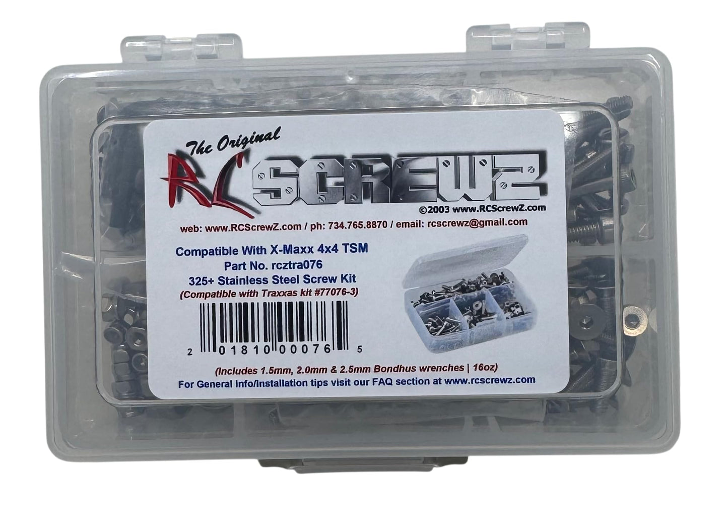 TRA076 - Compatible with Traxxas X-Maxx 4x4 TSM (77076-3) Stainless Screw Kit