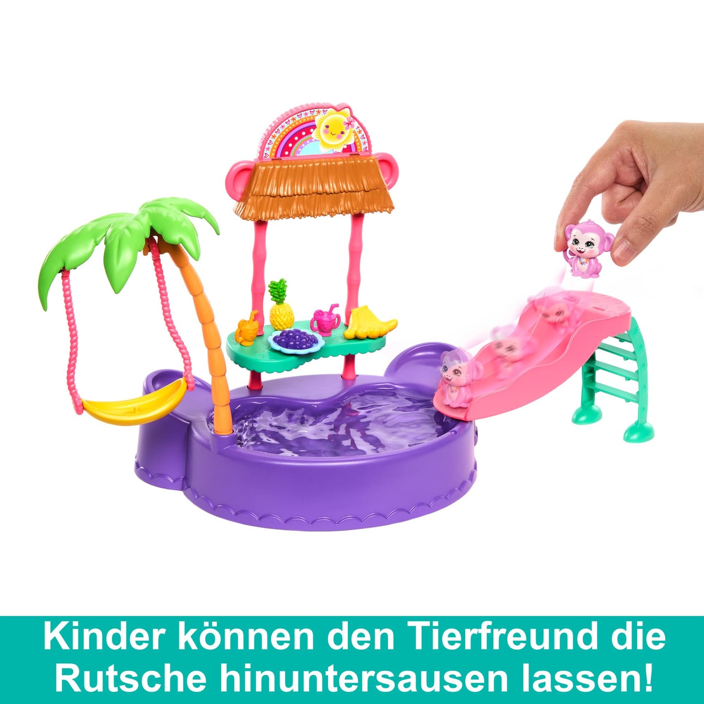 Enchantimals Sunshine Island Monkey Doll with Playset with Pool and Accessories, Toy +4 Years (Mattel HTW73)