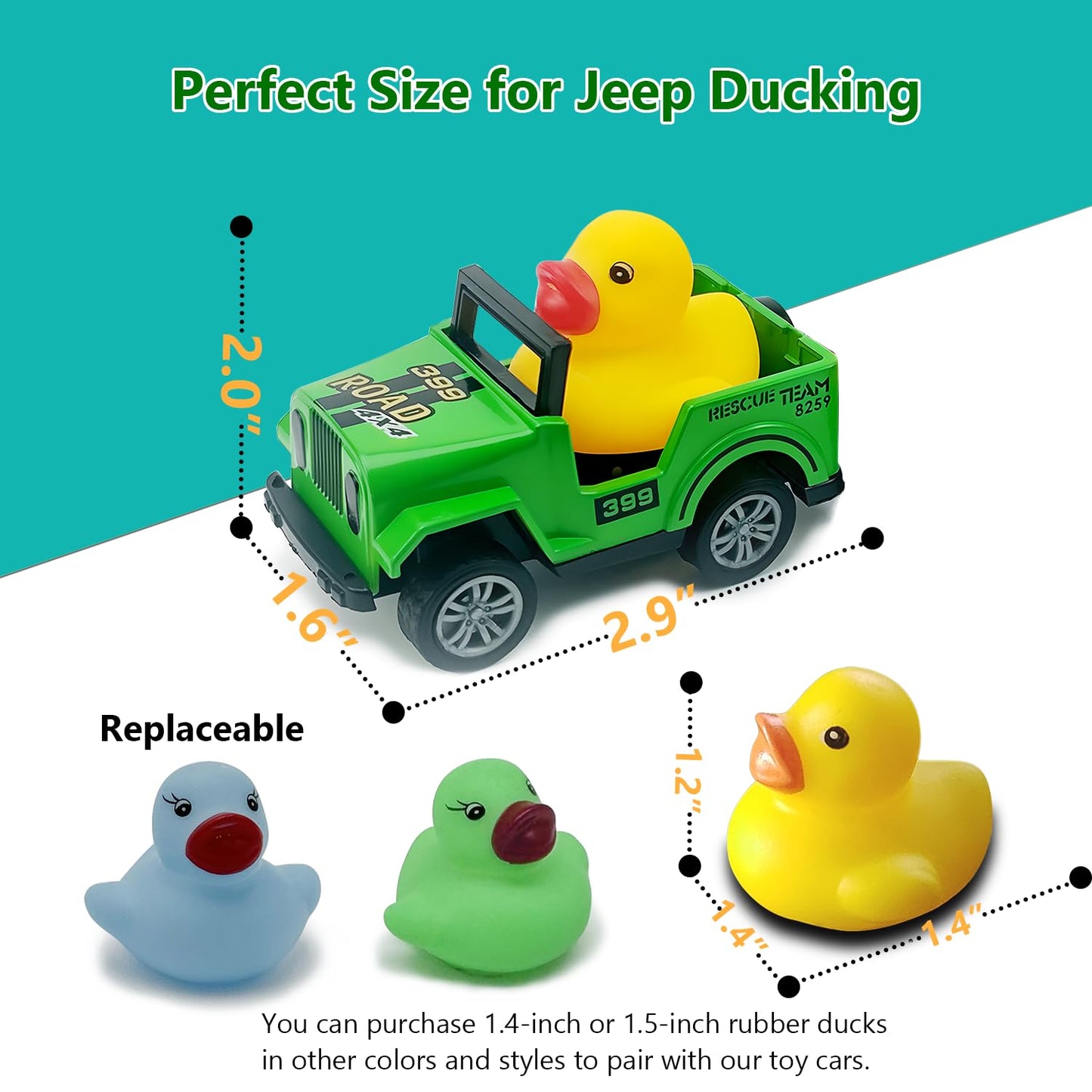 Yatics 12 Pack Movable Rubber Ducks for Jeep Ducking, Pull Back Duck for Jeep Ducking, 2.9 Inch Suitable Size, Unique Rubber Ducks for Drivers