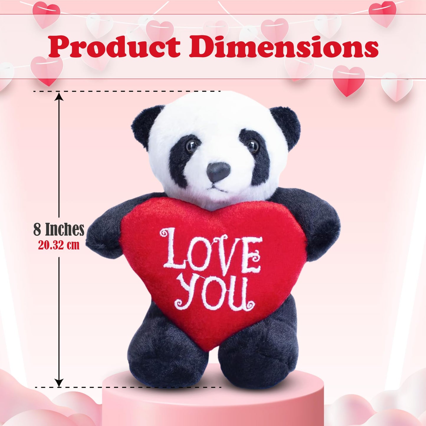 Made By Aliens 8 inch Adorable Valentine Stuffed Animal with Love You Heart for Loved Ones -Premium Huggable Animal (Panda with Heart)
