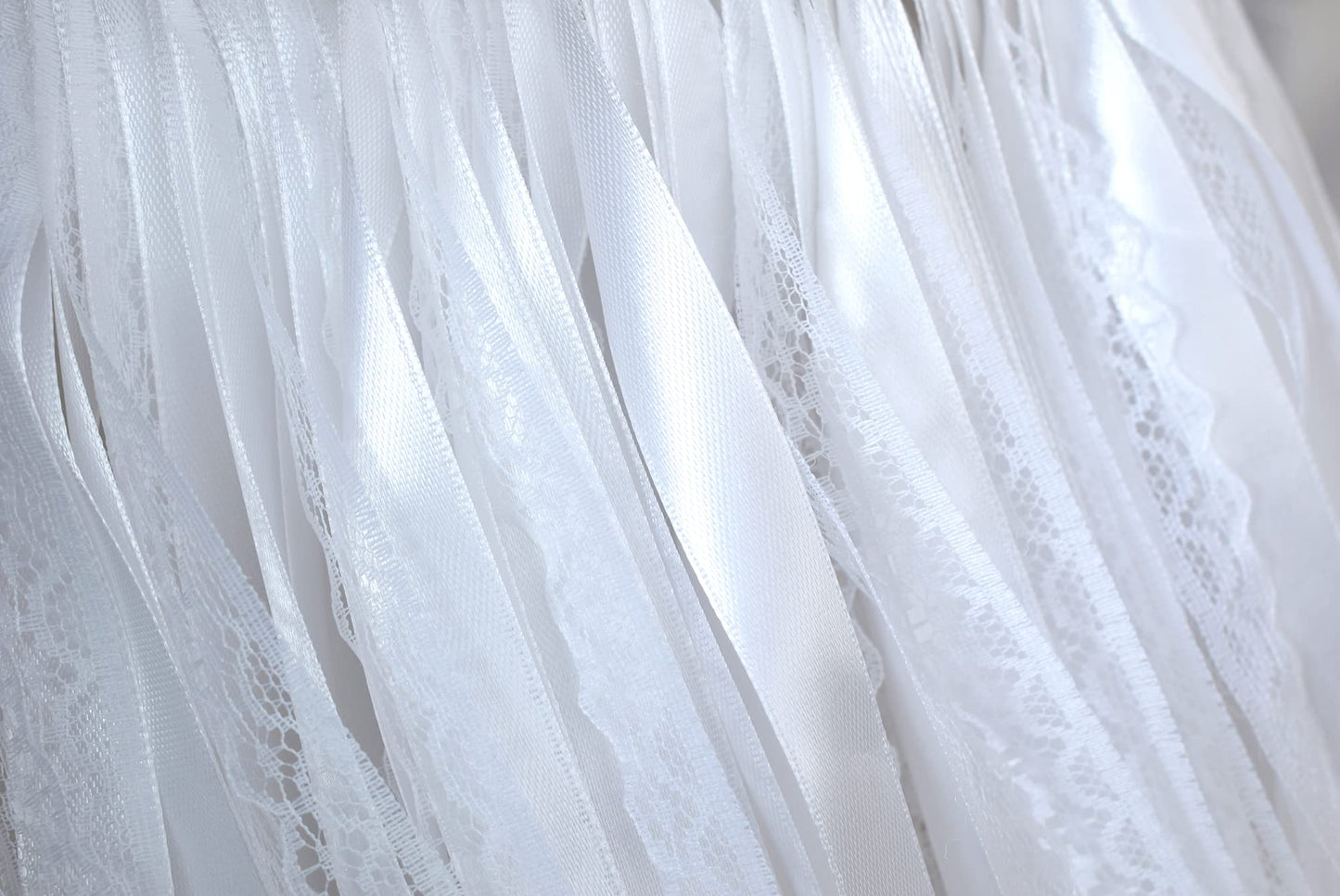 Kingsnow 100 Pieces Lace Wedding Ribbon Wands with Triple Ribbon and Silver Bell Wand Silk Fairy Stick Wand Streamers Party Ribbon Sticks Magic Fairy