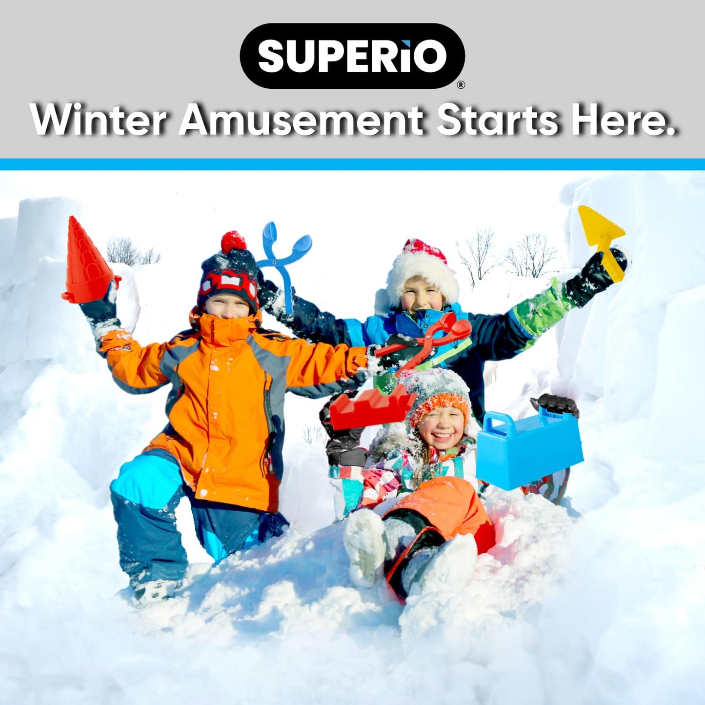 Superio Snow Brick Maker Igloo Fort Block Form Outdoor Winter Snow Toys Sand Castle Building Kit for Adults and Kids Sandbox, Beach, Sand Toys (Red)