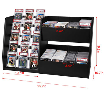 5-Tier Trading Card Display Case Stand- Holds Up to 200 Cards,Wood Sports Graded Card Display,Card Stand for Sports Baseball Cards,Card Game