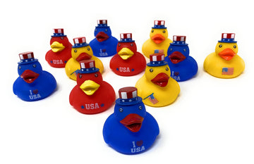 Bulk 20-Pack Patriotic Jeep Rubber Ducky Assortment - Memorial Day, 4th of July, Labor Day or Veteran's Day Duckies