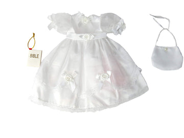 American Fashion World White Communion Dress for 14-Inch Dolls | Premium Quality & Trendy Design
