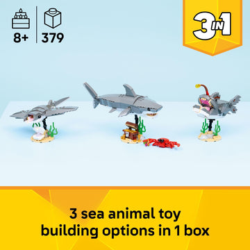 LEGO Creator Fierce Shark with a Treasure Chest Building Toy for Boys & Girls - Kids Build a Shark, Fish, or Manta Ray Animal Figure - Bedroom or