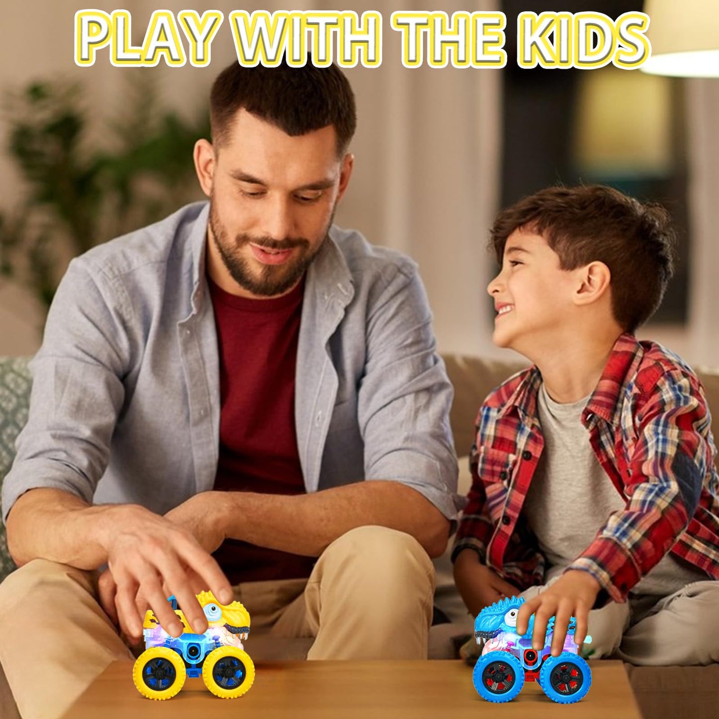 TQBYNJ 2-5 Years Old Boys Dinosaur Toy, Push and Pull Friction Dinosaur Monster Truck, Suitable for Preschoolers, Birthday, Easter, Halloween Party