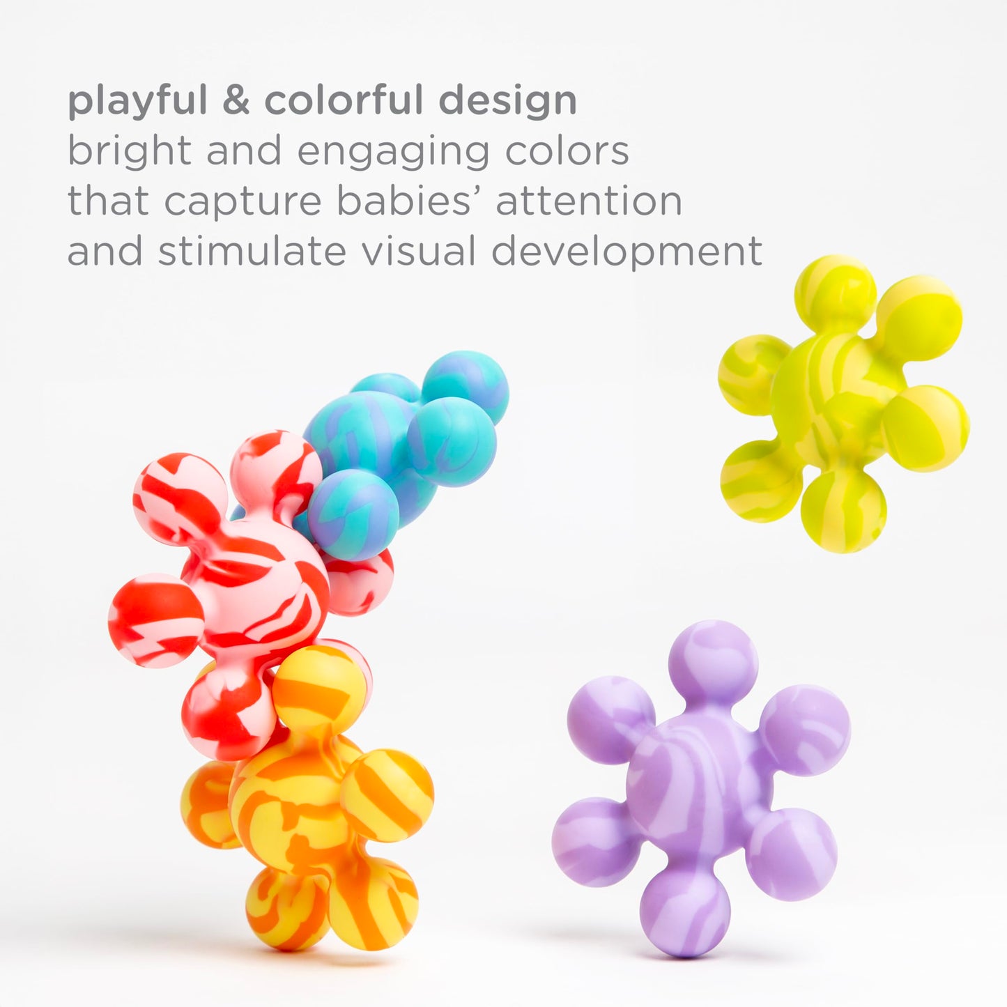 Ubbi Joinibble Teether for Babies, Food-Grade Platinum Silicone, 5 Pack