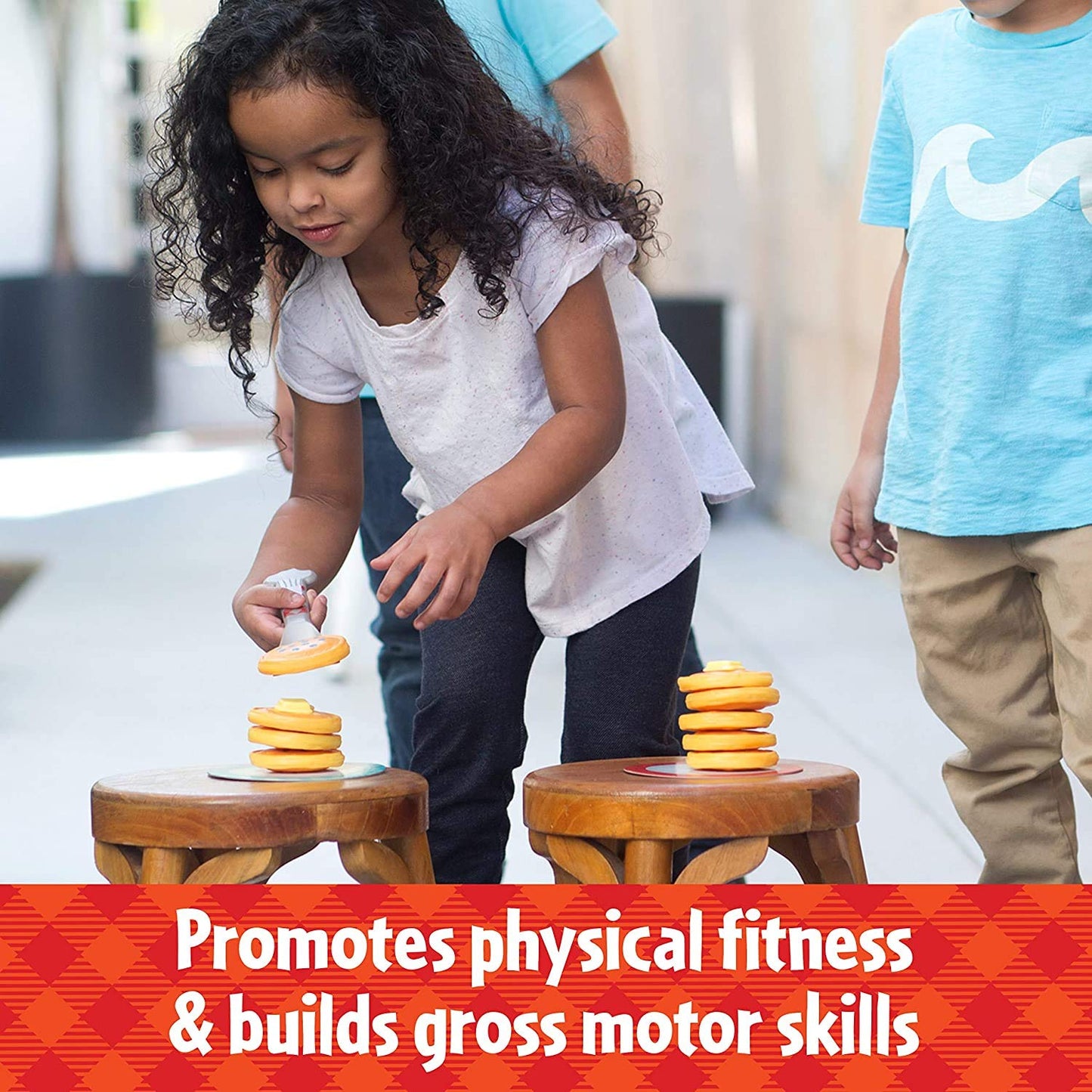 Educational Insights Pancake Pile-Up - Relay Race Games for Kids, Gross Motor Preschool Games for 4 Year Olds, Birthday Party Activities, Matching