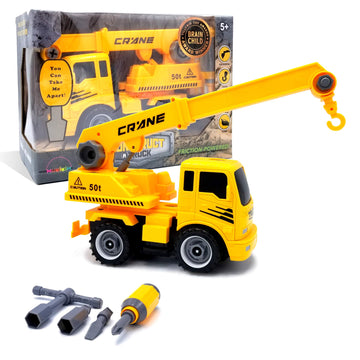 MUKIKIM Construct A Truck - Crane. Take it Apart & Put it Back Together + Friction Powered(2-Toys-in-1!) Awesome Award Winning Toy That Encourages
