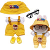 Compatible with Labubu - Casual Outfit Set for Collectible Figures - Yellow Overalls with Bucket Hat, Sunglasses & Boots - Fits Gen 1, 2, 3 (Black