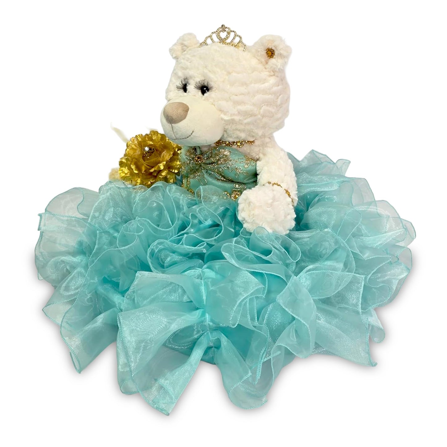KINNEX COLLECTIONS SINCE 1997 20" Quince Anos Quinceanera Last Doll Teddy Bear with Dress (Centerpiece) ~ ARC16831-23R (Aqua)