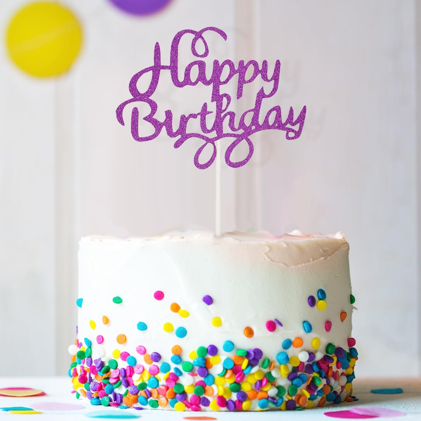 Boao 40 Pieces Happy Birthday Cake Toppers 5.3 x 3.94 in Glitter Birthday Cupcake Topper Cake Party Supplies Decorations, 8 Colors