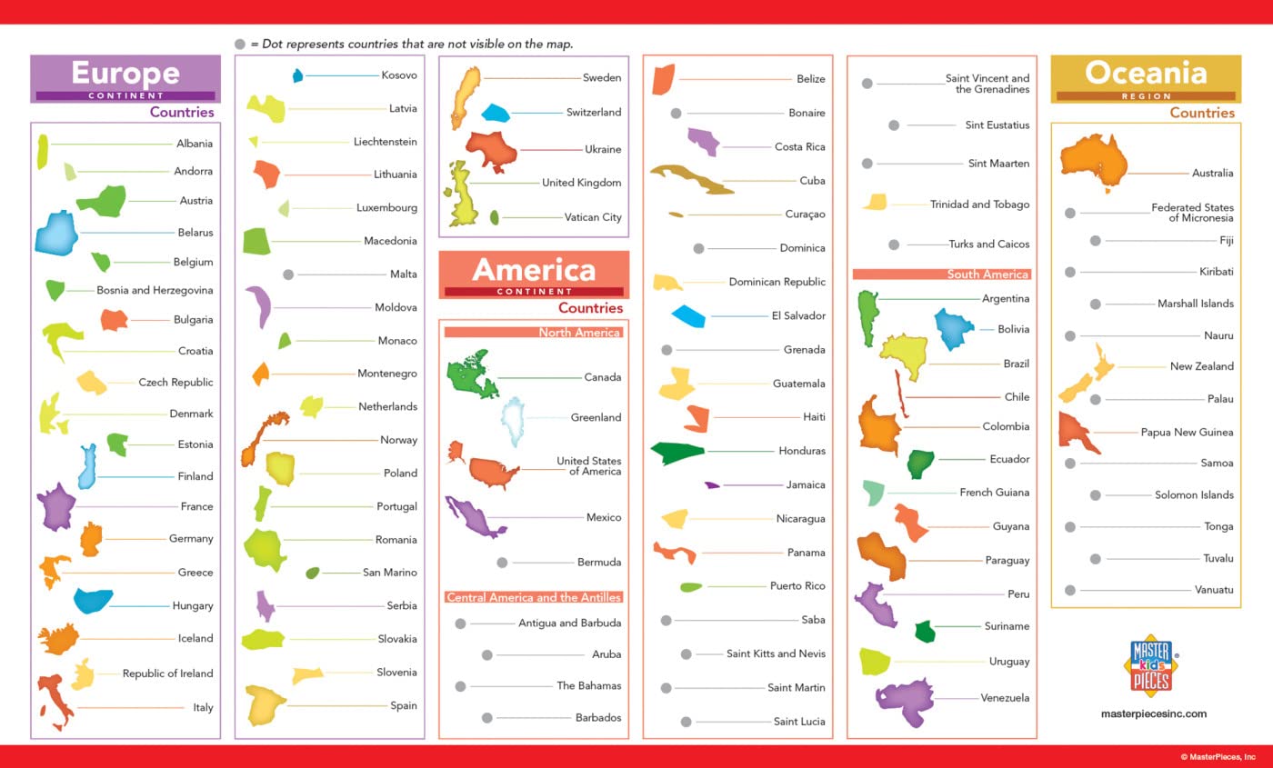 MasterPieces 60 Piece Educational Jigsaw Puzzle for Kids - World Map - 16.5"x12.75"