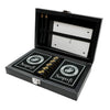 Military Gift Shop Marine Corps Playing Cards and Dice Set - Black Leather Keepsake Box, Playing Cards with USMC Rank Insignia, EGA Dice | USMC B&S