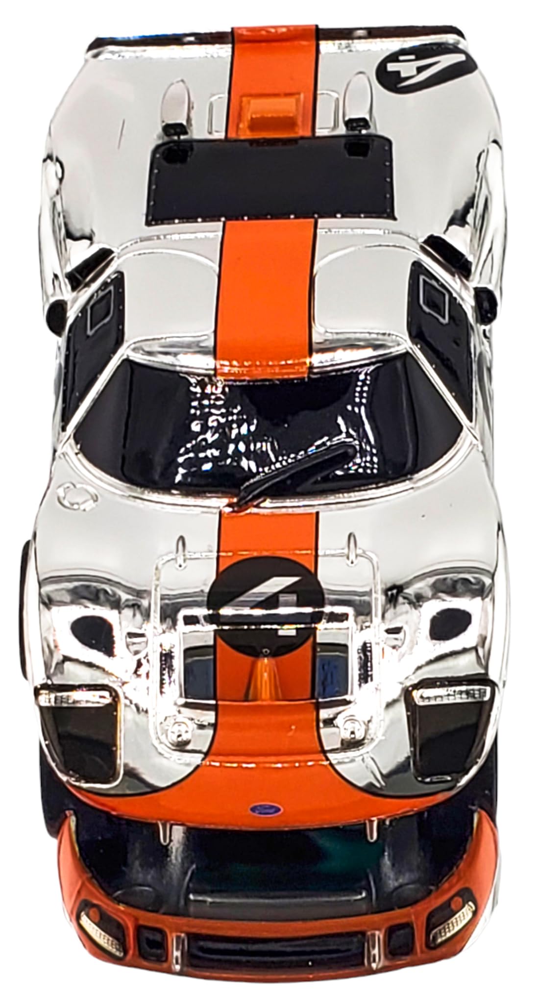 AFX Ford GT40 MKII #4 Mirror Chrome/Orange Edition Mega G+ Chassis HO Slot Car Exclusive