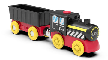 Battery Operated Locomotive Train, Magnetic Trains Toy for Wooden Tracks, Motorized Train Compatible with Thomas, Brio, Chuggington, Melissa & Doug